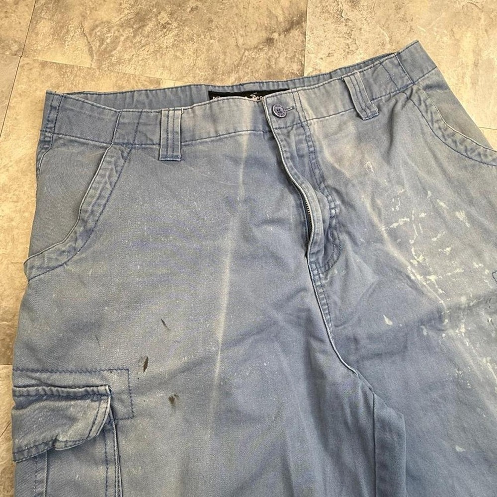 Super baggy Y2K faded blue cargo shorts size 34 - Picture 3 of 8